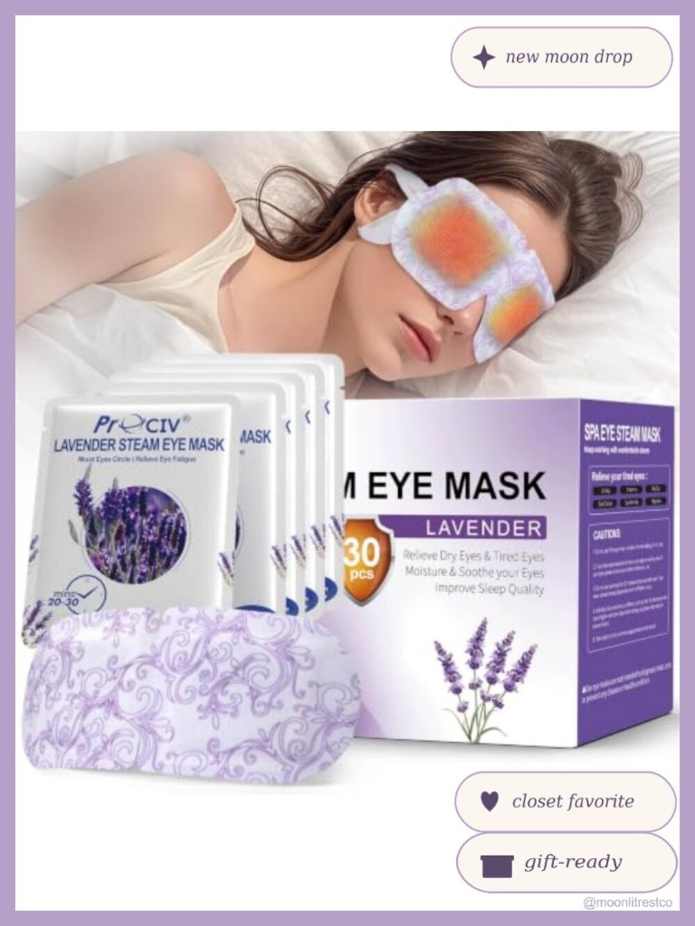 30 Pack Steam Eye Mask Lavender Warm Compress Dry Eye Sleep Mask Disposable